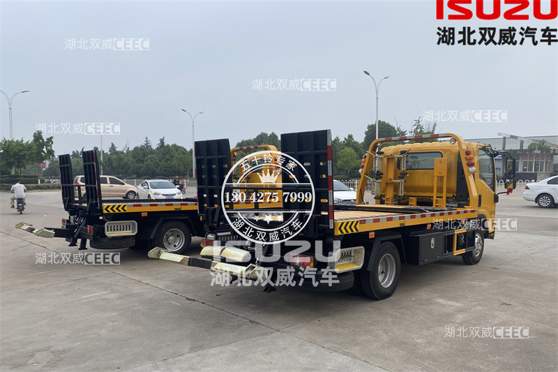庆铃五十铃KV100 5吨一拖二道路救援平板清障车