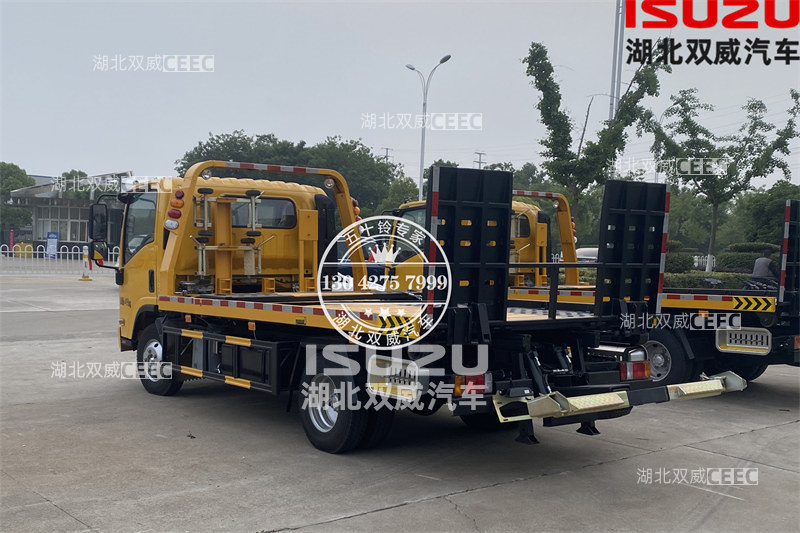 庆铃五十铃KV100 5吨一拖二道路救援平板清障车