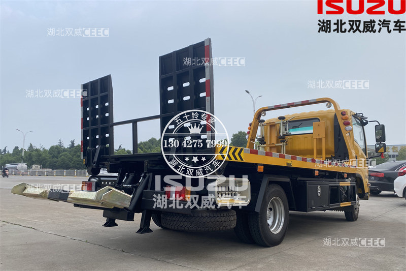 庆铃五十铃KV100 5吨一拖二道路救援平板清障车