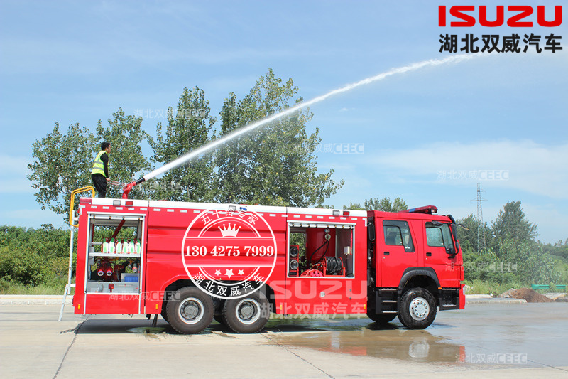 出口定制！重汽6×4  10方水罐1方泡沫消防车 灭火救援车